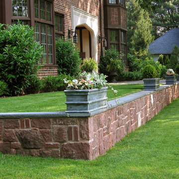 Brownstone and Brick Retaining Wall