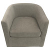 Ingran Barrel Swivel Upholstered Accent Chair, Gray