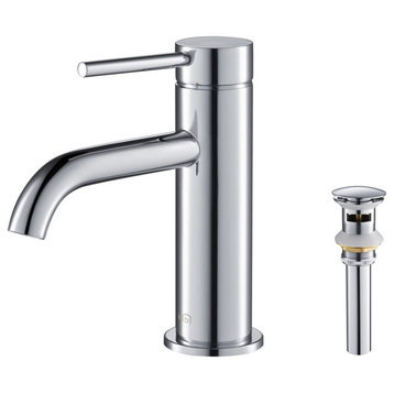 Circular Brass Single Handle Bathroom Faucet KBF1008, Chrome, With Drain