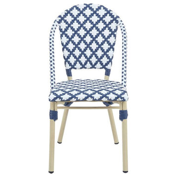 Furniture of America Misea Transitional Aluminum Patio Chair in Navy (Set of 2)