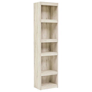 Benzara BM238401 72" 5 Tier Wooden Pier With Adjustable Shelves, Washed White