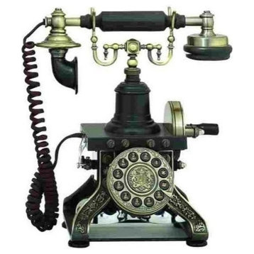Vintage Black Brass Metal Telephone 62623