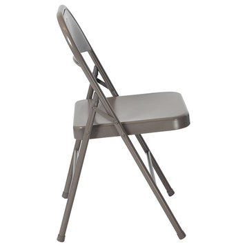 HERCULES Series Double Braced Gray Metal Folding Chair, Set of 2