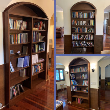 Custom Built-In Arched Open Bookcases