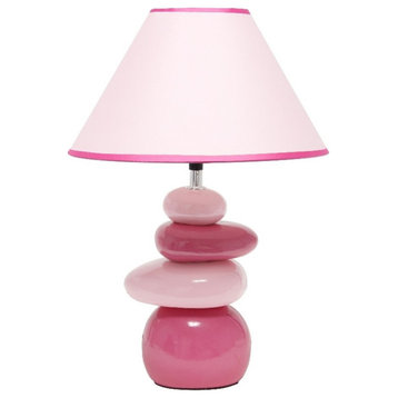 Creekwood Home Priva 17.25" Ceramic Stacking Stones Table Lamp Pink