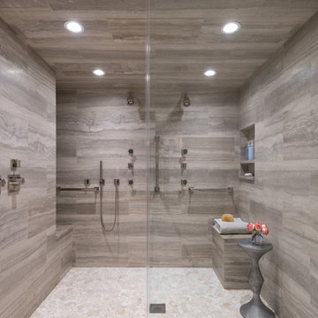 Master Bath Double Shower in Luxe Transitional Hi-Rise Residence