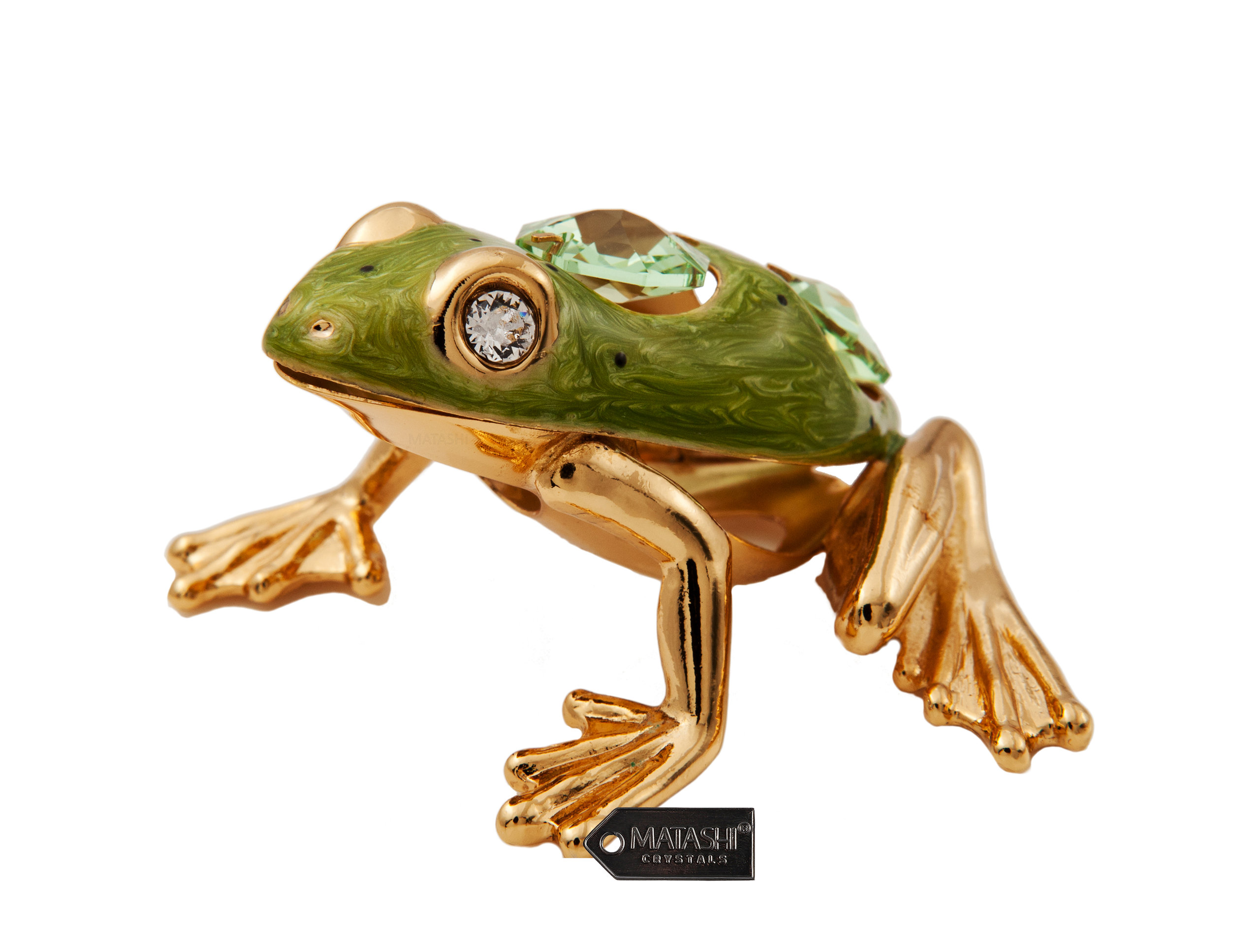 24K Gold Plated Crystal Studded Frog With Enamel Ornament ...