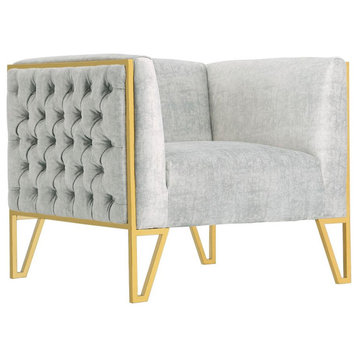 Vector Accent Chair, Grey and Gold, Set of 2