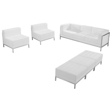 Hercules Imagination Series White Leather Sofa, Chair And Ottoman Set