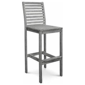 49" Gray Indoor Outdoor Bar Height Chair With Footrest
