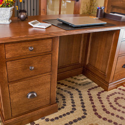 Knotty Alder Built-in bookshelf and Quarter Sawn Oak desk - Products