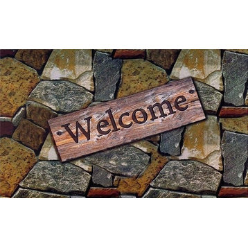 Welcome Quarry Stones Outdoor Rubber Entrance Mat, 18"x30"
