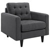 Empress Upholstered Fabric Armchair, Gray