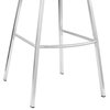 Carise Faux Leather and Metal Swivel Bar Stool, Stainless Steel and White, Bar Height, 29-32"