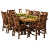 Rustic Hickory Trestle Dining Table With 8 Side Chairs