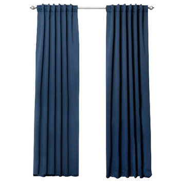 Solid Thermal Blackout Curtain Panels, Navy, 108", Set of 2