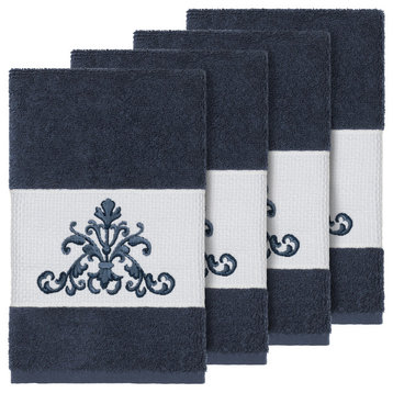 Scarlet 4-Piece Embellished Hand Towel Set, Midnight Blue