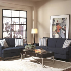 Coaster 2 Pieces Finley Blue Transitional Styled Sofa and Loveseat - Living Room Furniture Sets