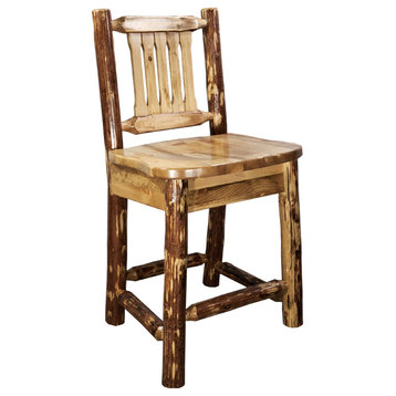 Glacier Country Counter Height Bar Stool With Back