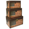 Antique-Style American Flag Decorative Trunk Cases, Set of 3