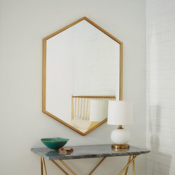 Metal Hexagon Framed Mirror - Antique Brass - Wall Mirrors