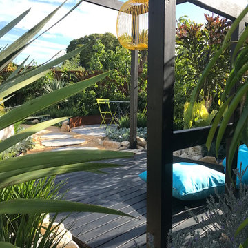 Outdoor Relaxation Zone Under Timber Pergola