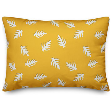 Palm Pattern in Yellow and White Throw Pillow