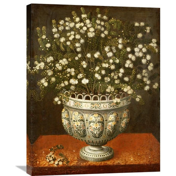 "Myrtle In a Vase On a Draped Ledge" Canvas Giclee by Tom��s Hiepes, 23"x30"