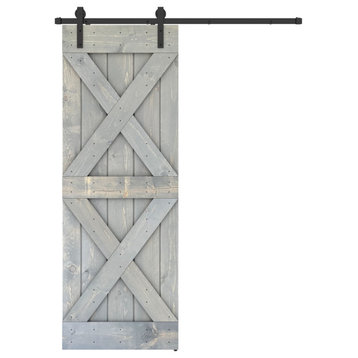 Solid Wood Barn Door, Made in USA, Hardware Kit, DIY, Gray, 30x84"
