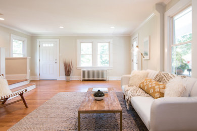 Living room - mid-century modern living room idea in New York