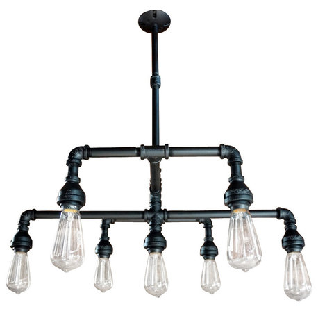 7- Light Iron Chandelier, Matte Black