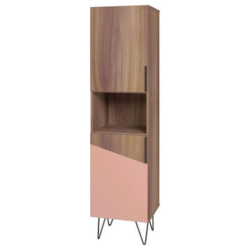 Manhattan Comfort Beekman 5 Shelves Engineered Wood Bookcase in Brown/Pink