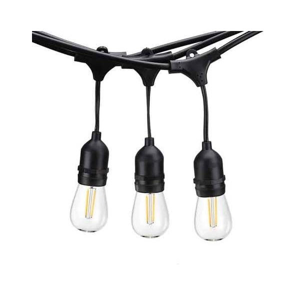 120V Commercial Outdoor Dimmable LED Light String, 12 Bulb / 24' Lengt