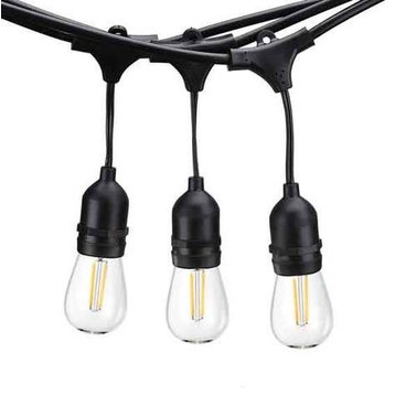 120V Commercial Outdoor Dimmable LED Light String, 12 Bulb / 24' Length