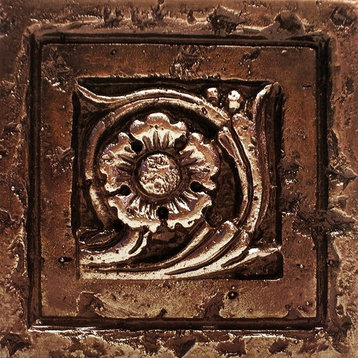 Flower Tile 2 , Set of 12, Copper