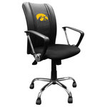 Dreamseat - Iowa Hawkeyes Task Chair With Arms Black Mesh Ergonomic - The Curve Chair is perfect for your home office or poker table. Designed with an ergonomic curved back and a commercially rated base the Curve is designed for hours upon hours of comfortable and maintenance free use. The patented XZipit system provides endless logo options on the front of the chair and allows you to showcase your favorite team or interest.