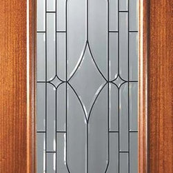 Slab Entry Single Door 80 Mahogany Bourbon Full Lite Glass - Front Doors