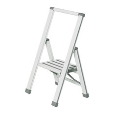 Folding Aluminium Step Ladder, White, 1 Step