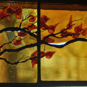 Residence - Contemporary Art Glass Bathroom Window