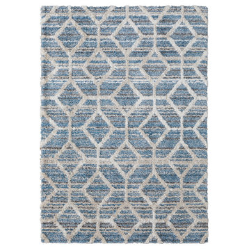 Weave & Wander Caide Contemporary Rug, Blue, 10'x14'