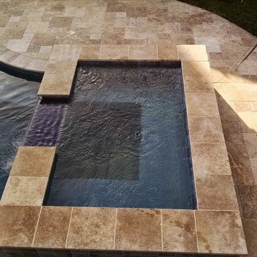 Jacksonville Beach Lap Pool with Raised Spa and Beach Entry