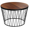 Round Coffee Table, Geometric Metal Base