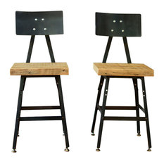 Barnxo - Set of Two Urban Bar Stools Reclaimed Barn Wood, 25x16x16, Clear Coat - Bar Stools and Counter Stools