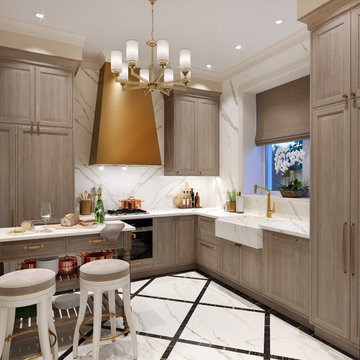 Traditional style Small Kitchen stained option