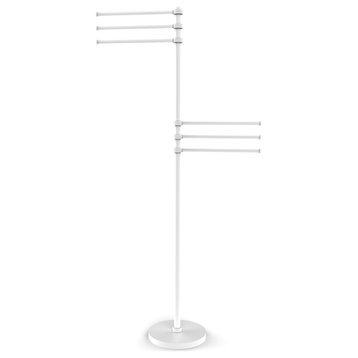 Towel Stand with 6 Pivoting 12" Arms, Matte White
