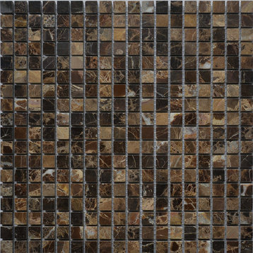 12"x12" Emperador Dark Marble Mosaic Tile, Mini Square, Polished