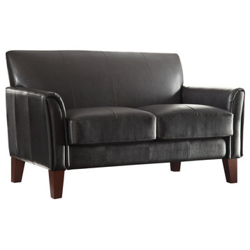 Ava Contemporary Loveseat, Dark Brown Faux Leather
