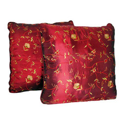 Embroidered Faux Silk Pillows - Decorative Pillows