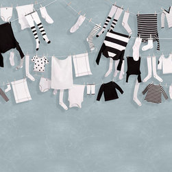 Laundry Day, Blue - Wallpaper