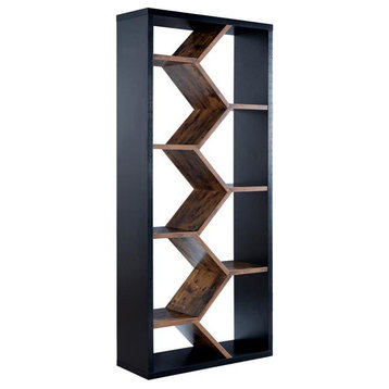 Furniture of America Greta Wood 9-Shelf Cube Bookcase in Black and Dark Walnut